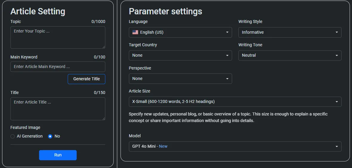 1 Click Blog Post Article Setting and Parameter Setting